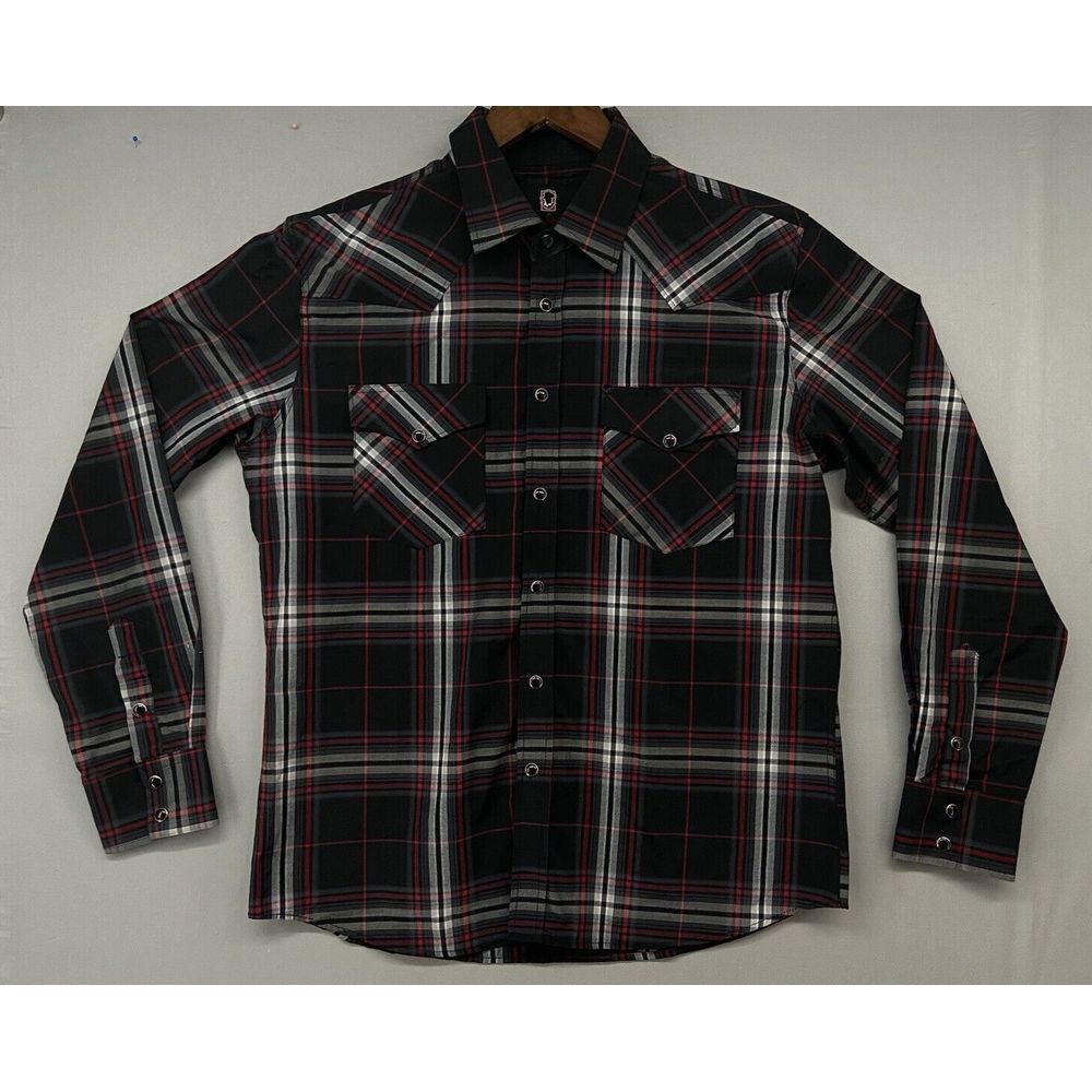 Vaquero Signature Western Shirt M Plaid Pearl Snaps Long Sleeve‎ Rodeo Cowboy
